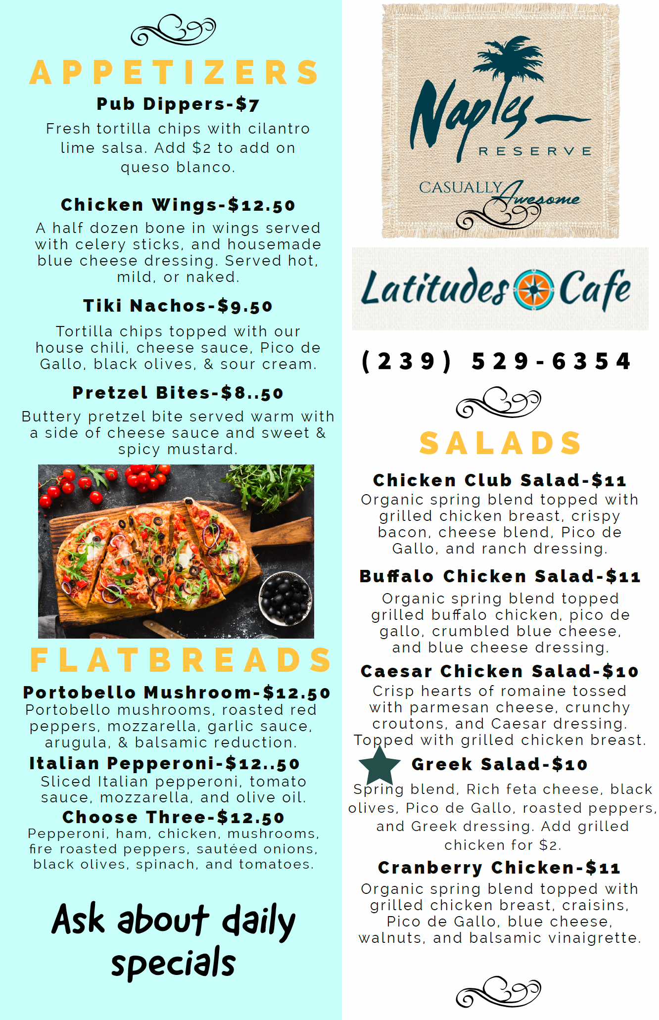 Latitudes menu on sale